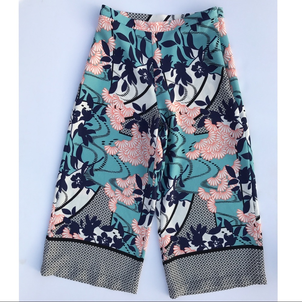 Topshop Japanese Floral Culottes Pants